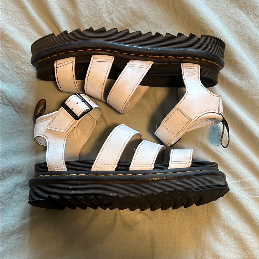Dr. Martens Black and White Gladiator Sandals